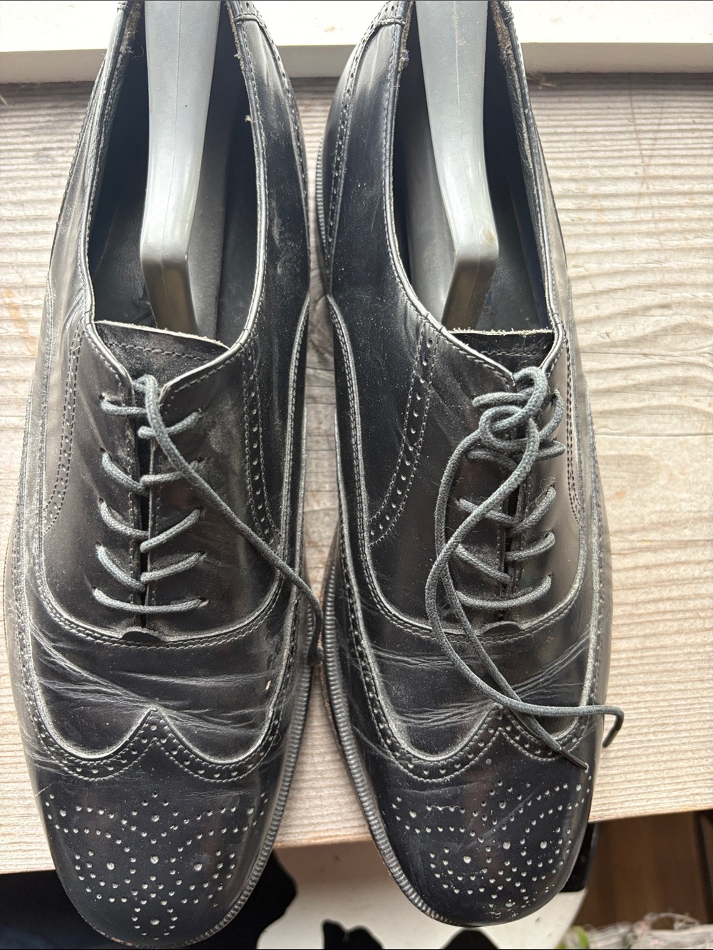 Bostonian Black Leather Wingtip Oxfords